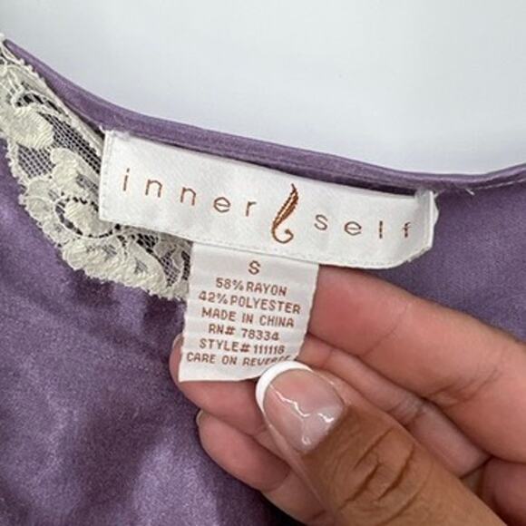 Inner Self Satin Lace Slip Top Purple Satin Women’s S Vintage 90s - Picture 3 of 7